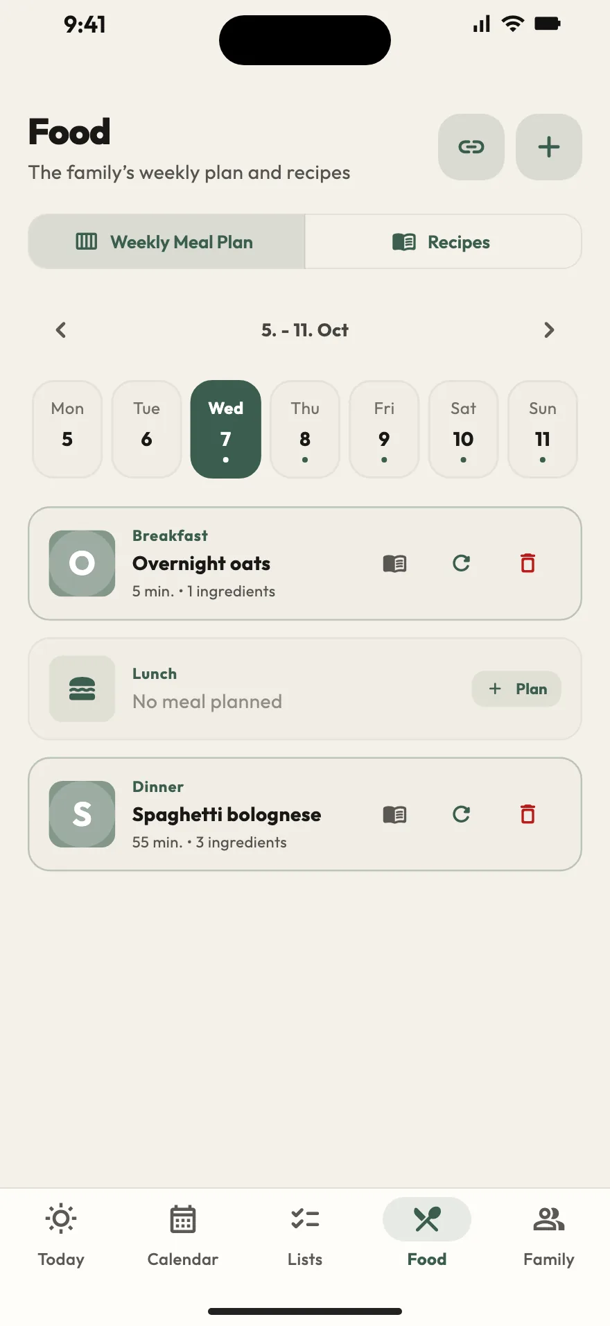 Meal planner and recipes