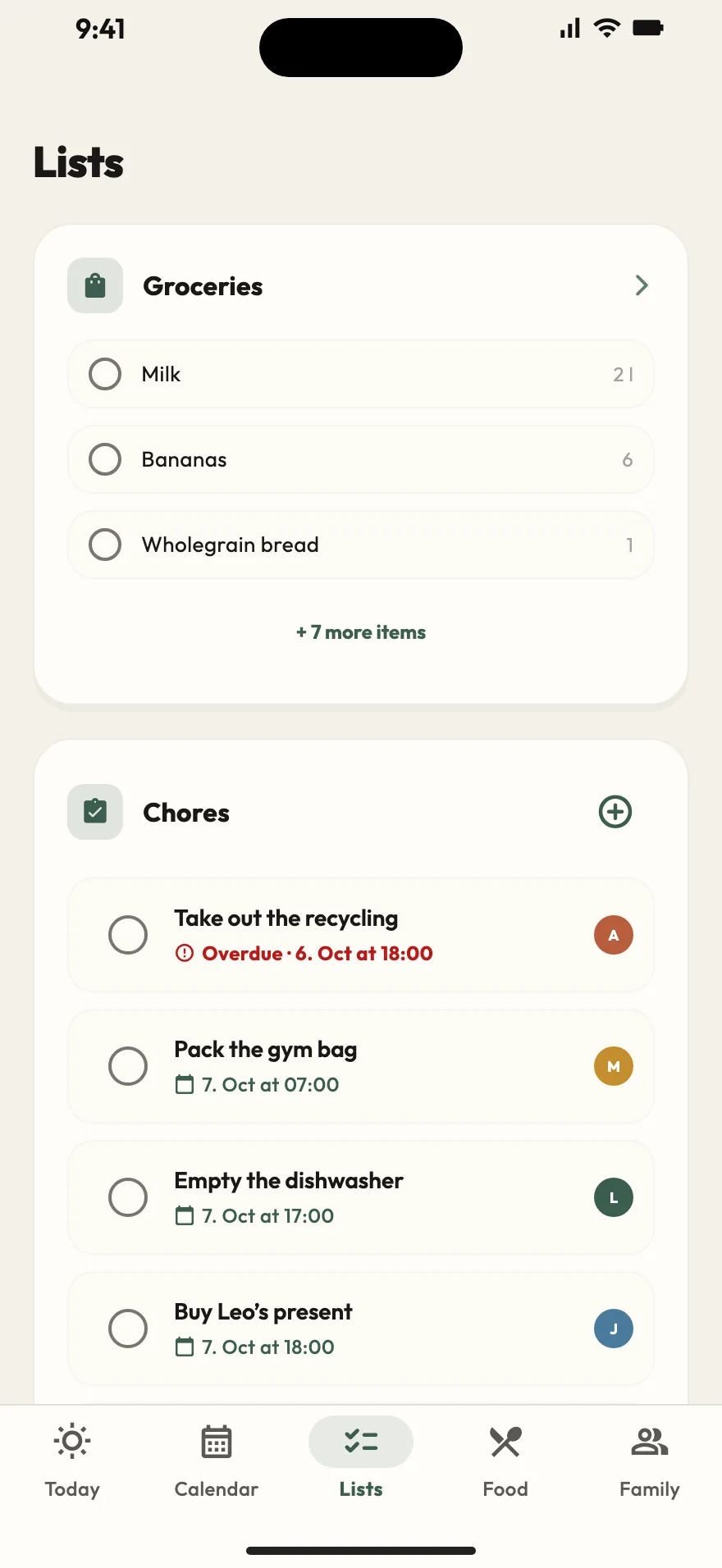 Chores and lists